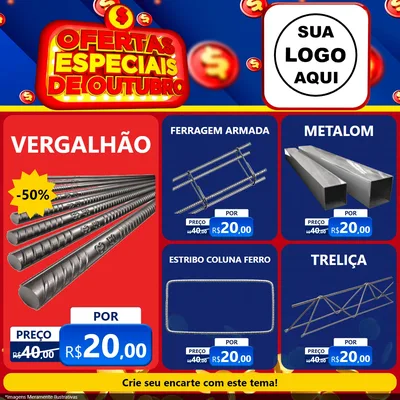 Modelo de Rede Social para Feed Facebook com o tema Ofertas Especiais de Outubro para Ferragens