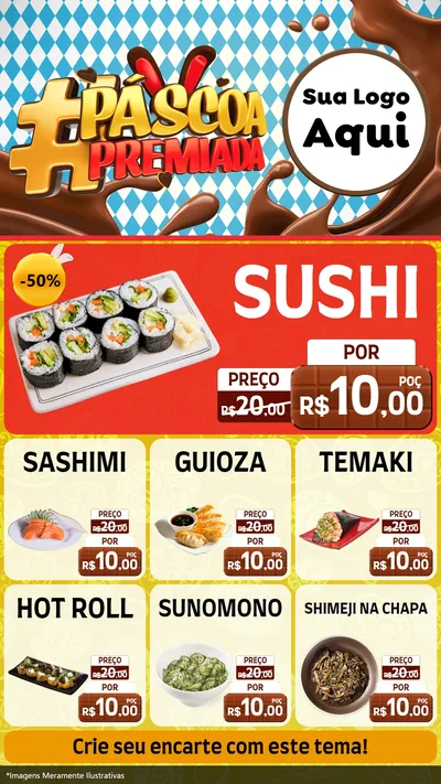 Modelo de Rede Social para Stories com o tema Páscoa Premiada para Comida japonesa