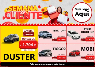 Modelo de Encarte para Encarte A4 Horizontal com o tema Semana do Cliente para Concessionaria de Carros