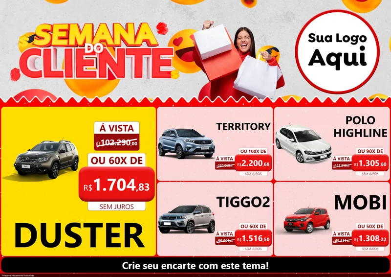 Modelo de Encarte para Encarte A4 Horizontal com o tema Semana do Cliente para Concessionaria de Carros