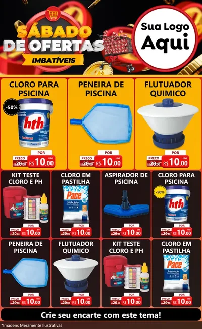 Modelo de Encarte para Encarte Grande com o tema Sábado de Ofertas Imbatíveis para Produtos para Piscina
