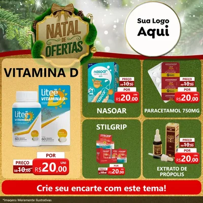 Modelo de Rede Social para Feed Facebook com o tema Ofertas de Natal para Farmácia