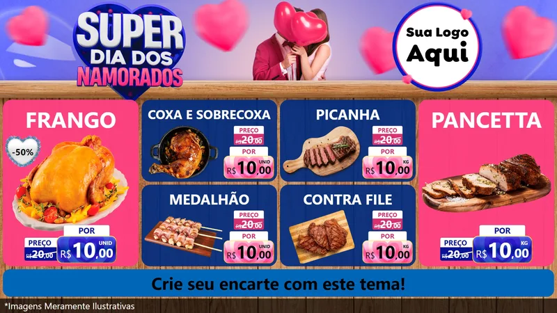 Modelo de TV para TV Horizontal com o tema Super Dia dos Namorados para Assados