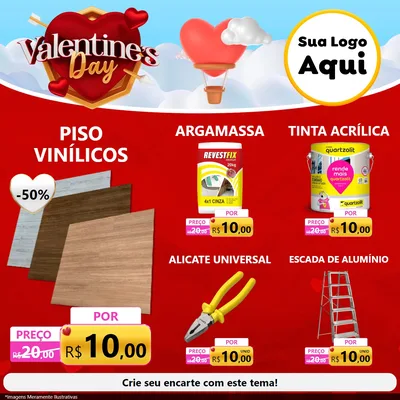 Modelo de Rede Social para Feed Facebook com o tema Valentine's Day para Material para Construção