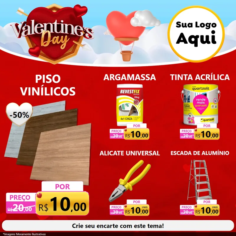 Modelo de Rede Social para Feed Facebook com o tema Valentine's Day para Material para Construção