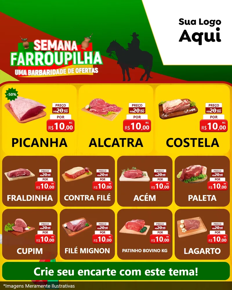 Modelo de Rede Social para Feed Instagram com o tema Semana Farroupilha - Uma Barbaridade de Ofertas para Açougue