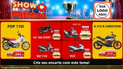 Modelo de TV para TV Horizontal com o tema Show de Prêmios para Concessionaria de Motos