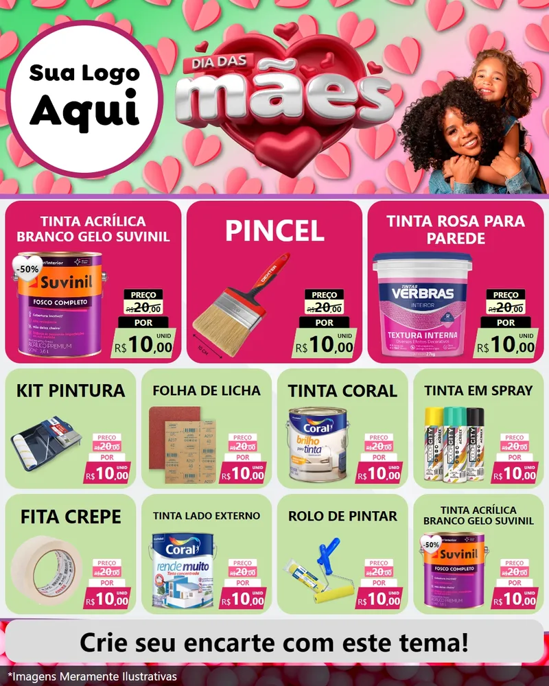 Modelo de Rede Social para Feed Instagram com o tema Dia das Mães para Tintas e Ferramentas
