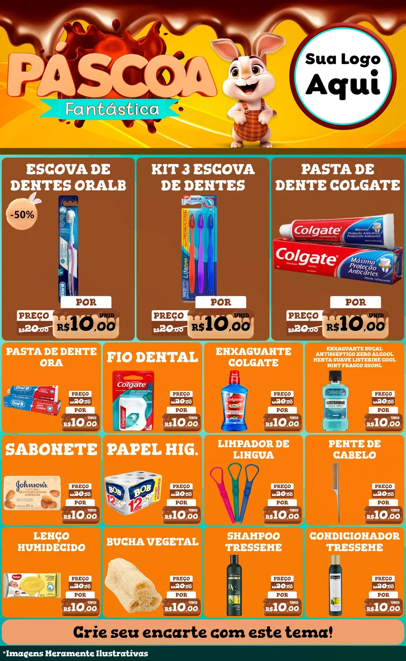 Modelo de Encarte para Encarte Grande com o tema Páscoa Fantástica para Higiene Pessoal
