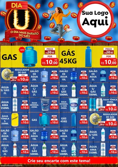 Modelo de Encarte para Encarte A4 Vertical com o tema Dia U - O Dia Mais Barato Do Mês para Água e gás