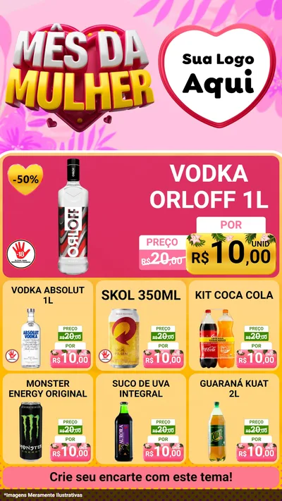Modelo de Rede Social para Stories com o tema Mês da Mulher para Distribuidora de bebidas