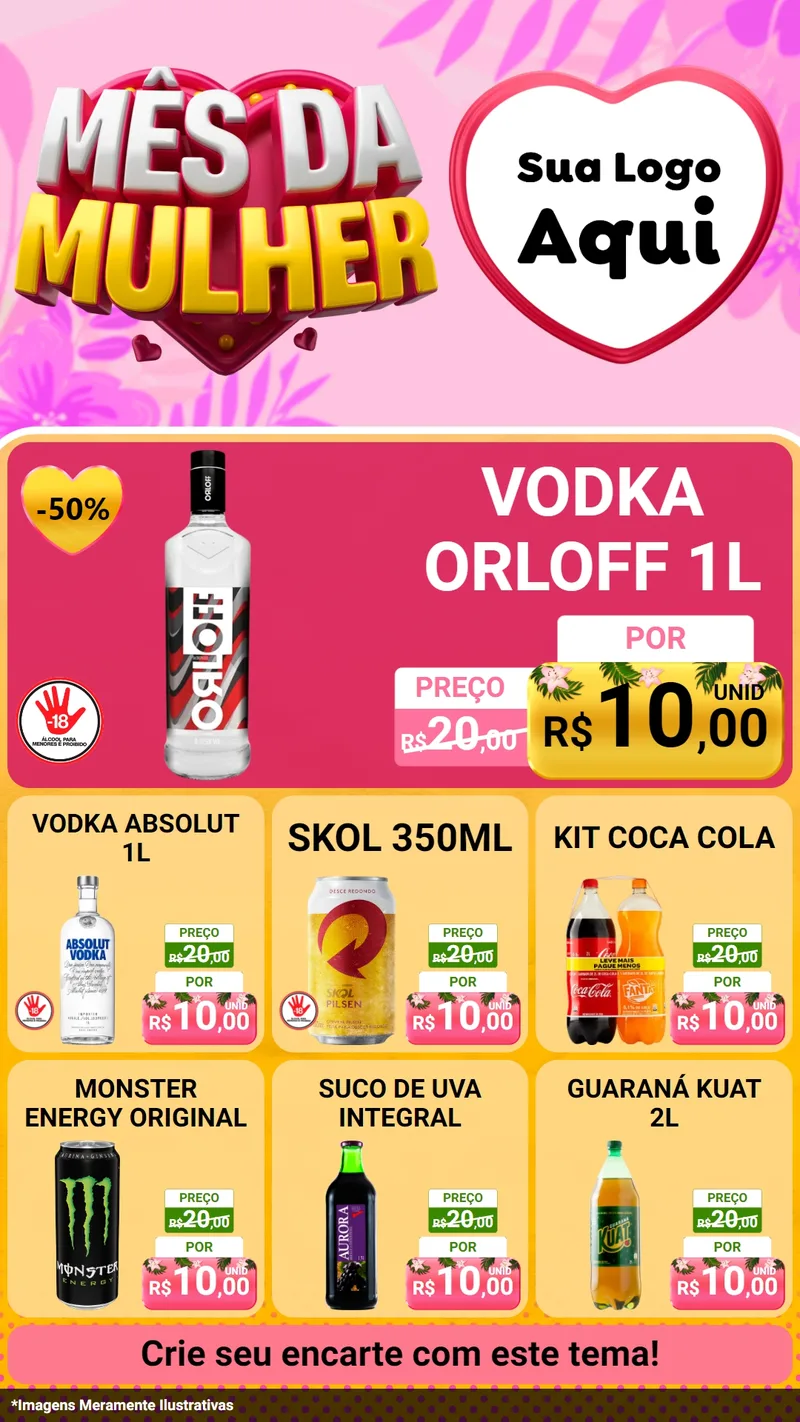 Modelo de Rede Social para Stories com o tema Mês da Mulher para Distribuidora de bebidas
