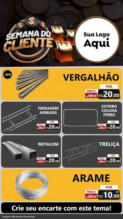 Modelo de TV para TV Vertical com o tema Semana do Cliente para Ferragens