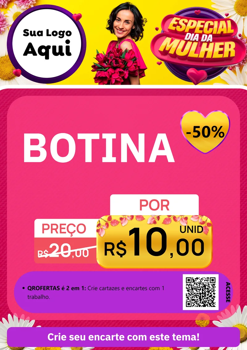 Modelo de Cartaz para Cartaz A4 Vertical com o tema Especial Dia da Mulher para Agropecuária