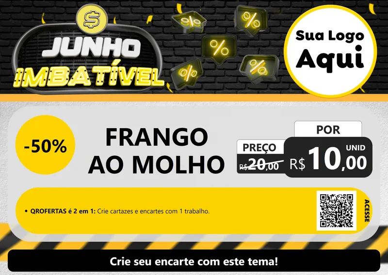 Modelo de Cartaz para Cartaz A4 Horizontal com o tema Junho Imbatível para Restaurante