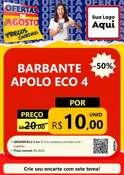 Modelo de Cartaz para Cartaz A4 Vertical com o tema Ofertas de Agosto - Preços Incríveis para Armarinho e Aviamentos