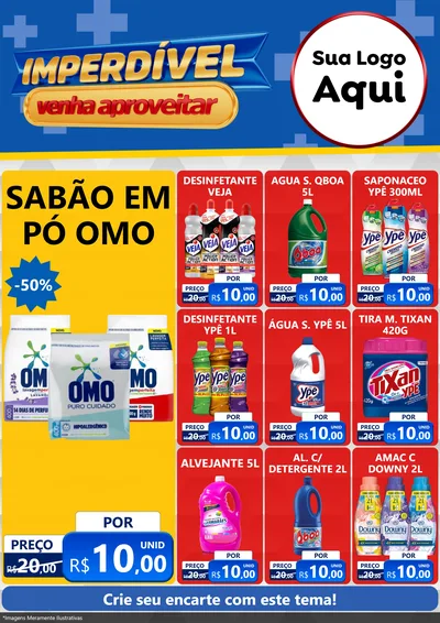 Modelo de Encarte para Encarte A4 Vertical com o tema Imperdível para Produtos de Limpeza