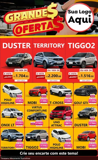 Modelo de Encarte para Encarte Grande com o tema Grandes Ofertas - Autopeças para Concessionaria de Carros