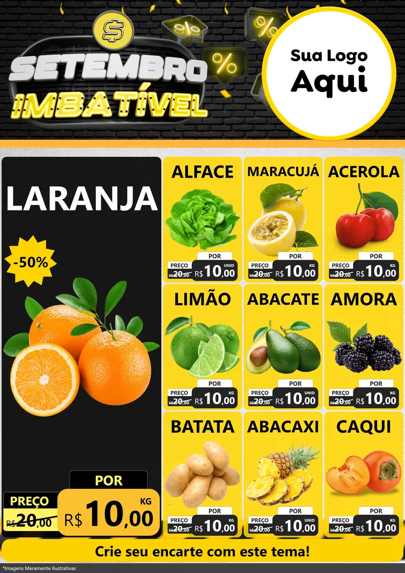 Modelo de Encarte para Encarte A4 Vertical com o tema Setembro Imbatível para Hortifrúti