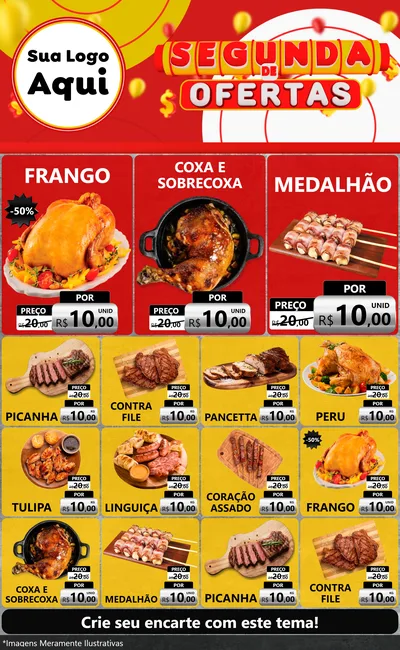 Modelo de Encarte para Encarte Grande com o tema Segunda de Ofertas para Assados