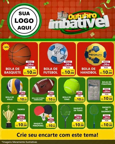 Modelo de Rede Social para Feed Instagram com o tema Outubro Imbatível para Artigos Esportivos