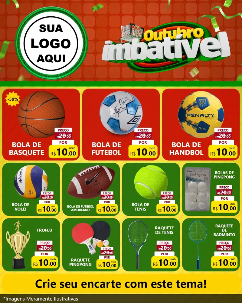 Modelo de Rede Social para Feed Instagram com o tema Outubro Imbatível para Artigos Esportivos