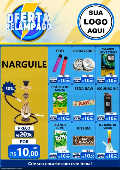 Modelo de Encarte para Encarte A4 Vertical com o tema Oferta Relâmpago para Tabacaria