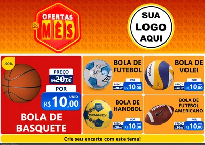 Modelo de Encarte para Encarte A4 Horizontal com o tema Ofertas do Mês para Artigos Esportivos