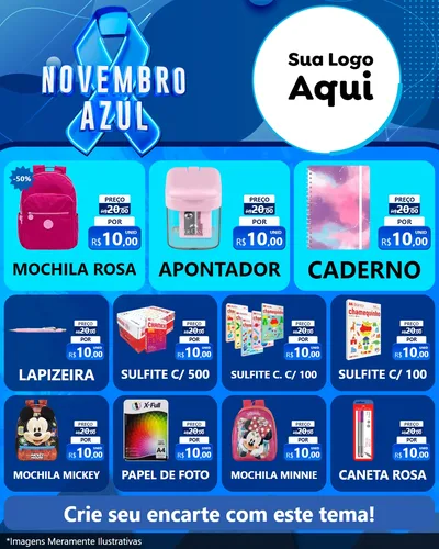 Modelo de Rede Social para Feed Instagram com o tema Novembro Azul para Papelaria