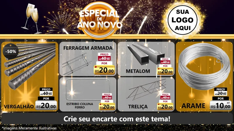 Modelo de TV para TV Horizontal com o tema Especial de Ano Novo para Ferragens