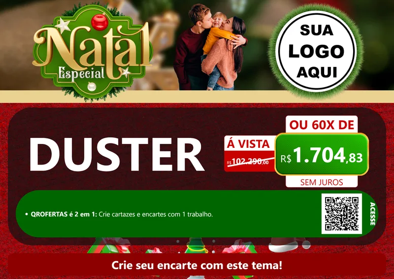 Modelo de Cartaz para Cartaz A4 Horizontal com o tema Natal Especial para Concessionaria de Carros
