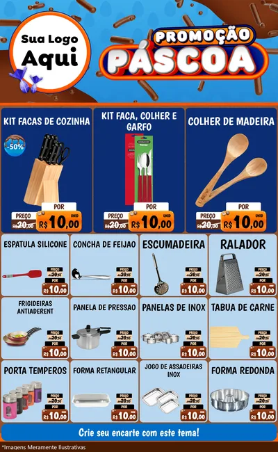 Modelo de Encarte para Encarte Grande com o tema Promoção Páscoa para Utilidades Domésticas