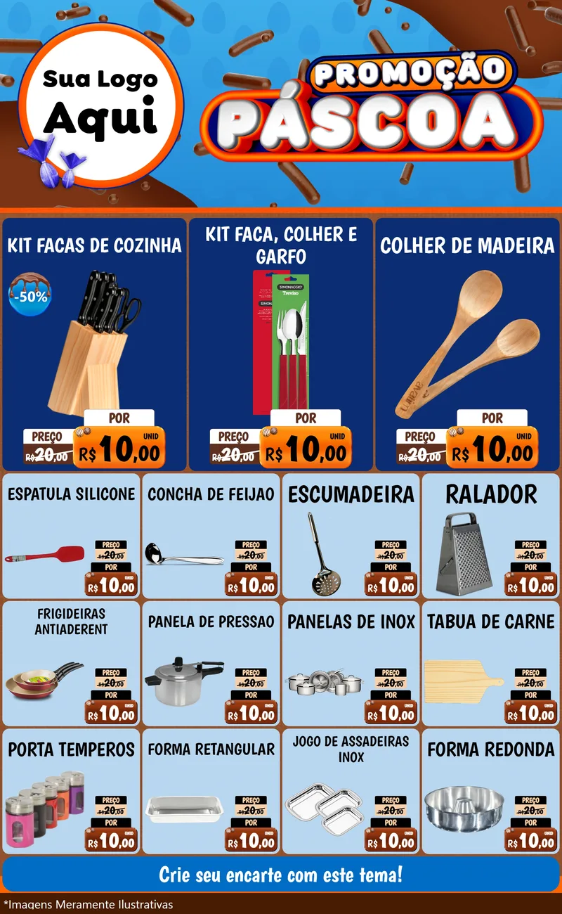 Modelo de Encarte para Encarte Grande com o tema Promoção Páscoa para Utilidades Domésticas