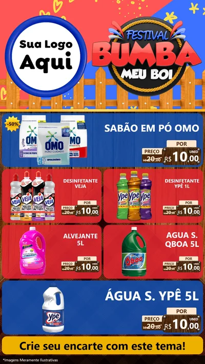 Modelo de TV para TV Vertical com o tema Festival Bumba Meu Boi para Produtos de Limpeza