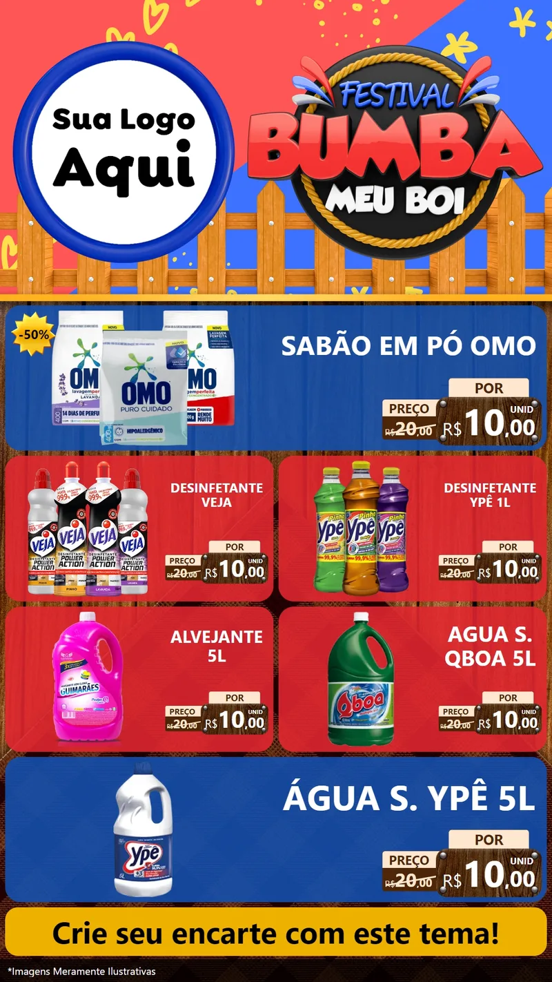Modelo de TV para TV Vertical com o tema Festival Bumba Meu Boi para Produtos de Limpeza