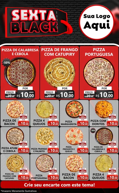 Modelo de Encarte para Encarte Grande com o tema Sexta Black para Pizzaria