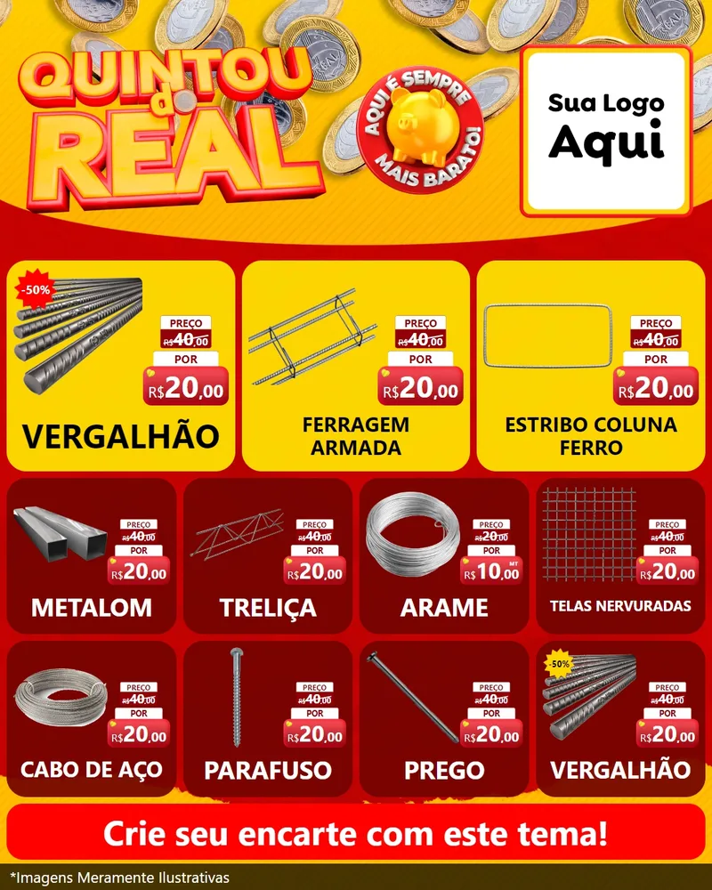 Modelo de Rede Social para Feed Instagram com o tema Quintou do Real para Ferragens