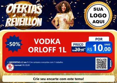 Modelo de Cartaz para Cartaz A4 Horizontal com o tema Ofertas de Réveillon para Distribuidora de bebidas