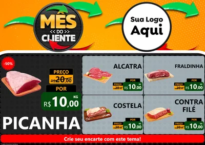 Modelo de Encarte para Encarte A4 Horizontal com o tema Mês do Cliente para Açougue