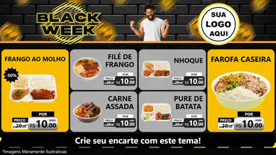 Modelo de TV para TV Horizontal com o tema Black Week para Restaurante