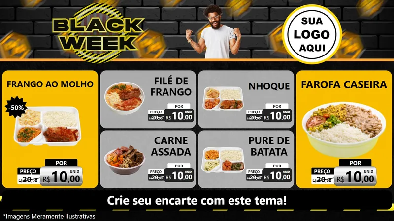 Modelo de TV para TV Horizontal com o tema Black Week para Restaurante