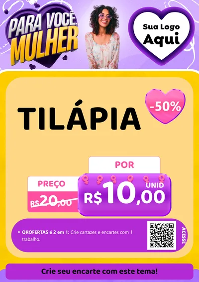 Modelo de Cartaz para Cartaz A4 Vertical com o tema Para Você, Mulher para Peixaria