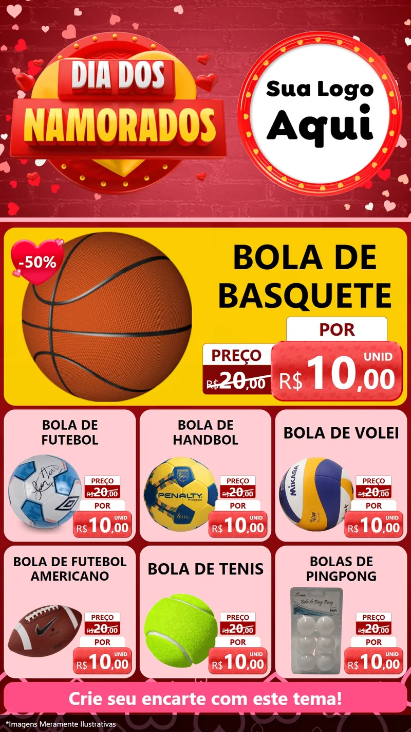 Modelo de Rede Social para Stories com o tema Dia Dos Namorados para Artigos Esportivos