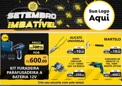 Modelo de Encarte para Encarte A4 Horizontal com o tema Setembro Imbatível para Maquinas e Ferramentas