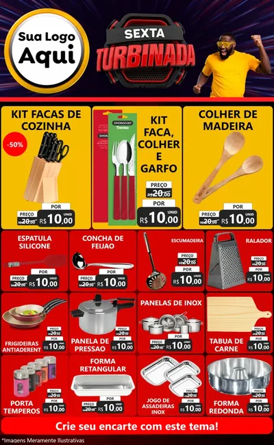 Modelo de Encarte para Encarte Grande com o tema Sexta Turbinada para Utilidades Domésticas