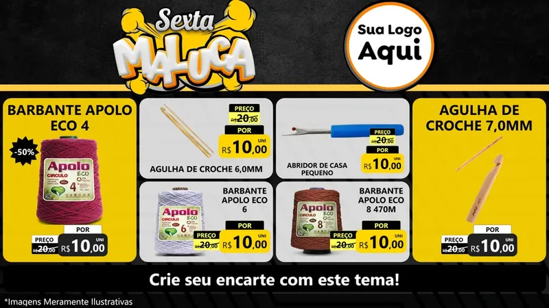 Modelo de TV para TV Horizontal com o tema Sexta Maluca para Armarinho e Aviamentos