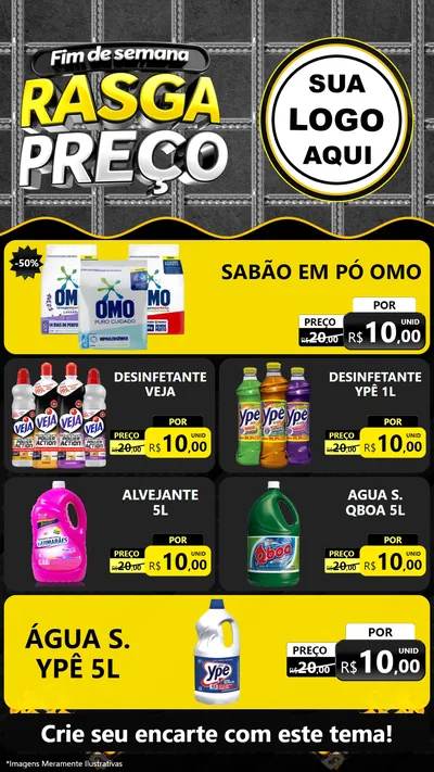 Modelo de TV para TV Vertical com o tema Fim de Semana Rasga Preço para Produtos de Limpeza