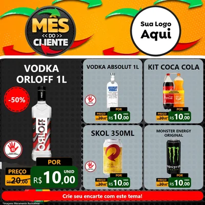 Modelo de Rede Social para Feed Facebook com o tema Mês do Cliente para Distribuidora de bebidas
