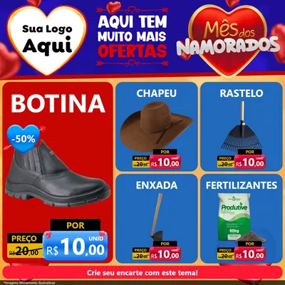 Modelo de Rede Social para Feed Facebook com o tema Mês dos Namorados para Agropecuária