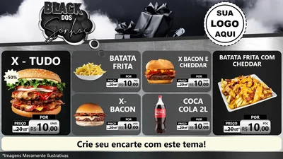 Modelo de TV para TV Horizontal com o tema Black dos Sonhos para Hamburgueria